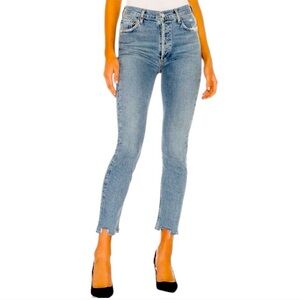 Agolde Nico high rise slim in rooted jeans size 27 Cropped Ankle raw hem